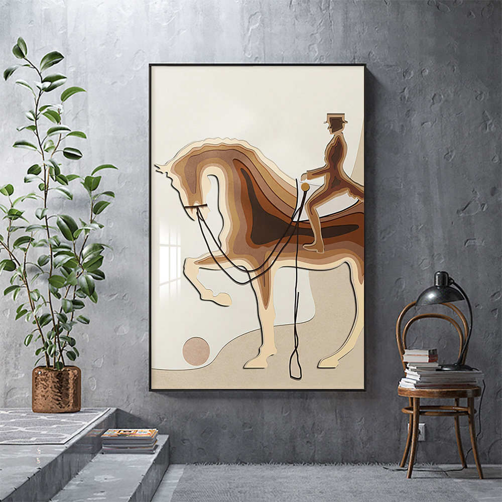 Brno hueco pintura luz lujo pasillo pintura decorativa pared abstracta caballo sala de estar de alta gama vertical real pintura