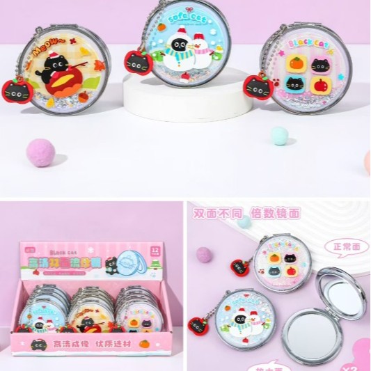 Dedo sonoro capibara plegable espejo de doble cara de dibujos animados colgantes de panda espejo de arena movida espejo de maquillaje portátil pequeño espejo