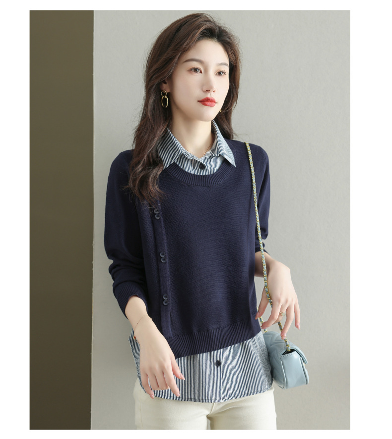Women's Knitted Sweater Pullover Collared Top For Spring Autumn_voghion.com