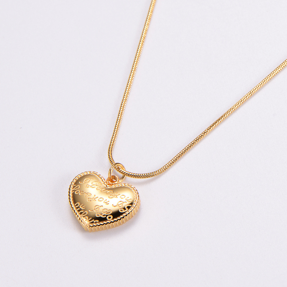 Womenu0027S Simple Style Heart shape Stainless Steel No Inlaid Pendant Necklace Carving Stainless St