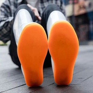 Farm pig farm special flat white rain boots easy to clean water boots labor protection high tube water shoes fleece-lined rain boots wholesale