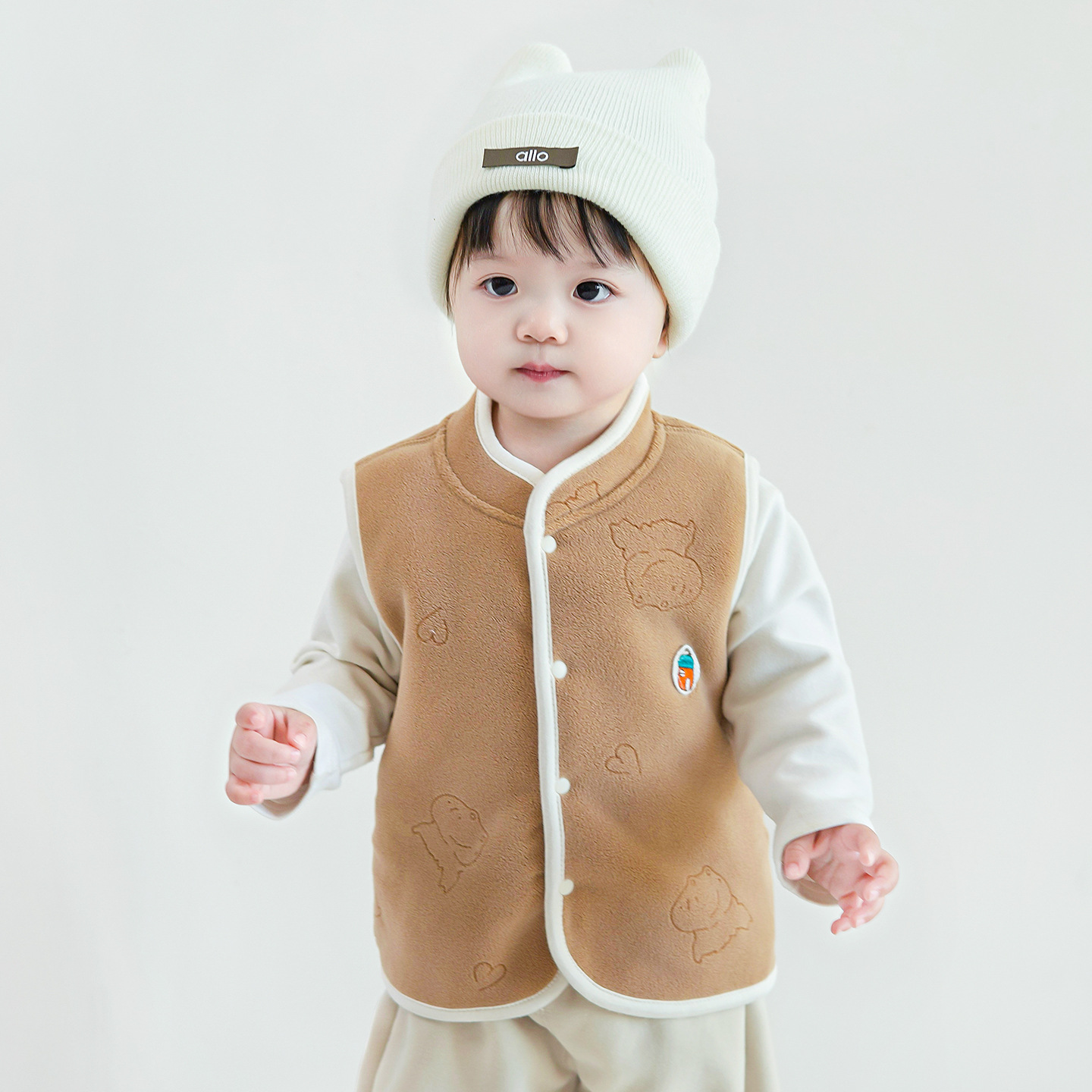 Chaleco de bebé otoño y invierno para niños con terciopelo caliente para hombros para niños y niñas de 1 año y 2 años para niños pequeños chaleco de bebé