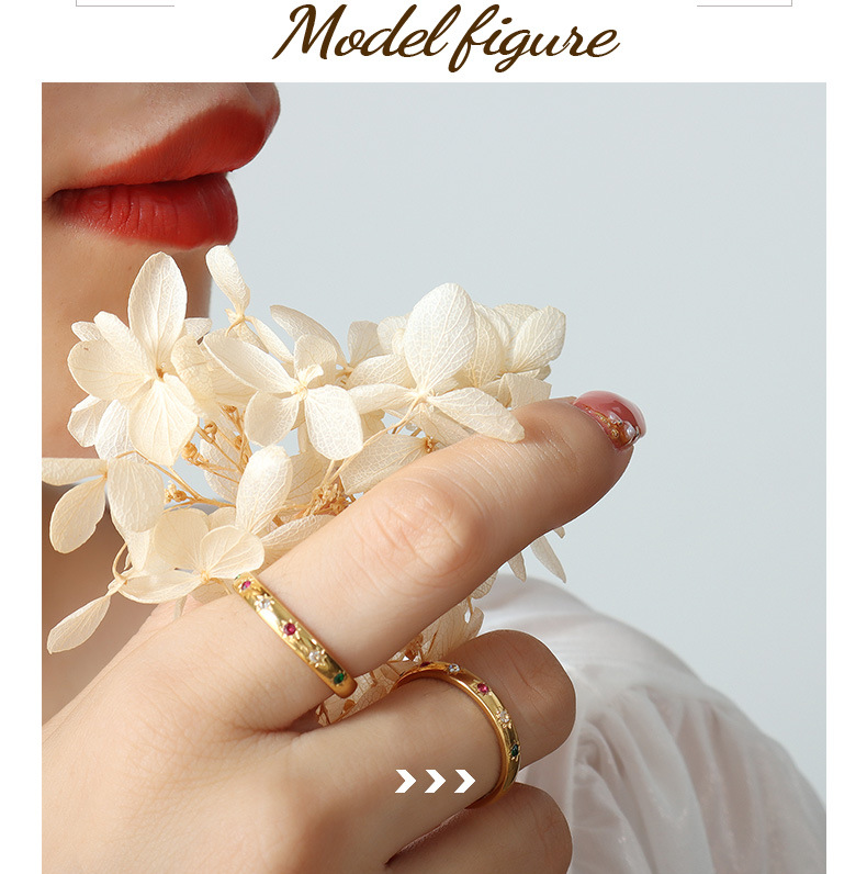 Fashion Circle Titanium Steel Rings Plating Zircon Stainless Steel Rings