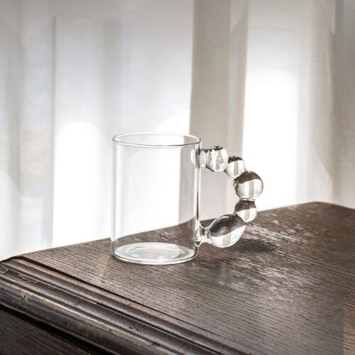 Glass coffee milk tea cup Korean creative handle internet celebrity candied haws cup high-looking couple mark drink cup