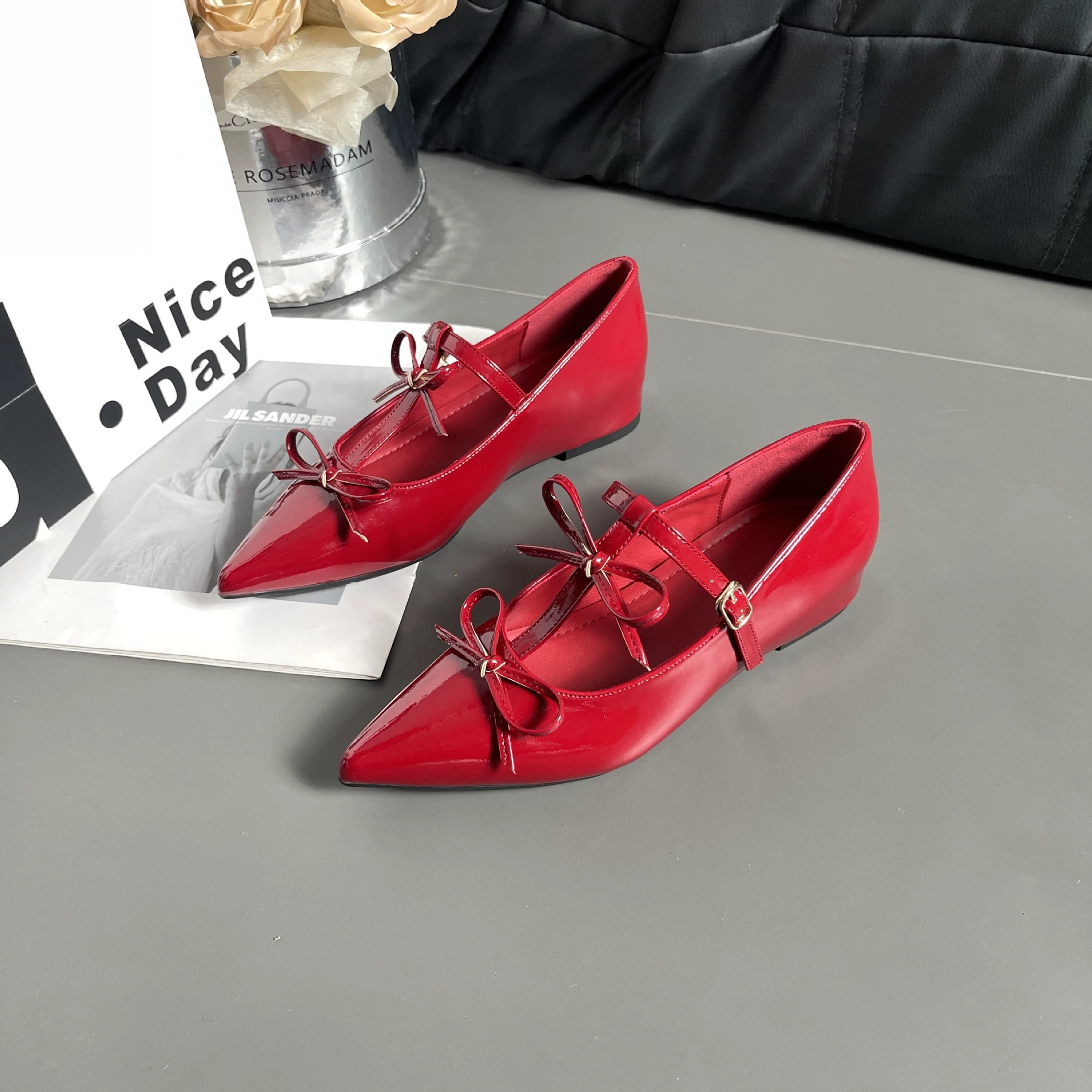 Туфли на шпильке с pointed toe Sweet Butterfly 2025 новый высотой 5 см, универсальные маленькие Mary Jane балетки для женщин