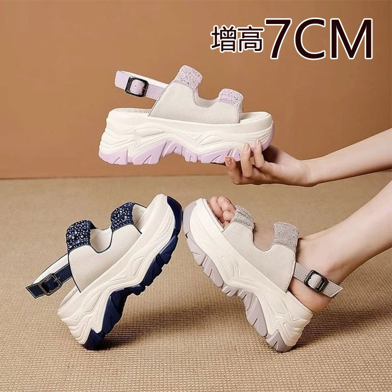 Soft Leather Thick-Soled Platform Sports Sandals for Women, New Summer 2026 Versatile Casual Beach Roman Shoes for Women