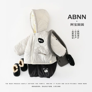 婴儿冬新款棉衣宝宝连帽加绒夹棉儿童保暖外出棉服送配饰65457