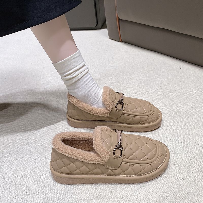 Nuevos zapatos de algodón para mujeres 2024 nuevo invierno de un pie calentador y zapatos de terciopelo zapatos de pan zapatos planos zapatos de lana mujeres image 6