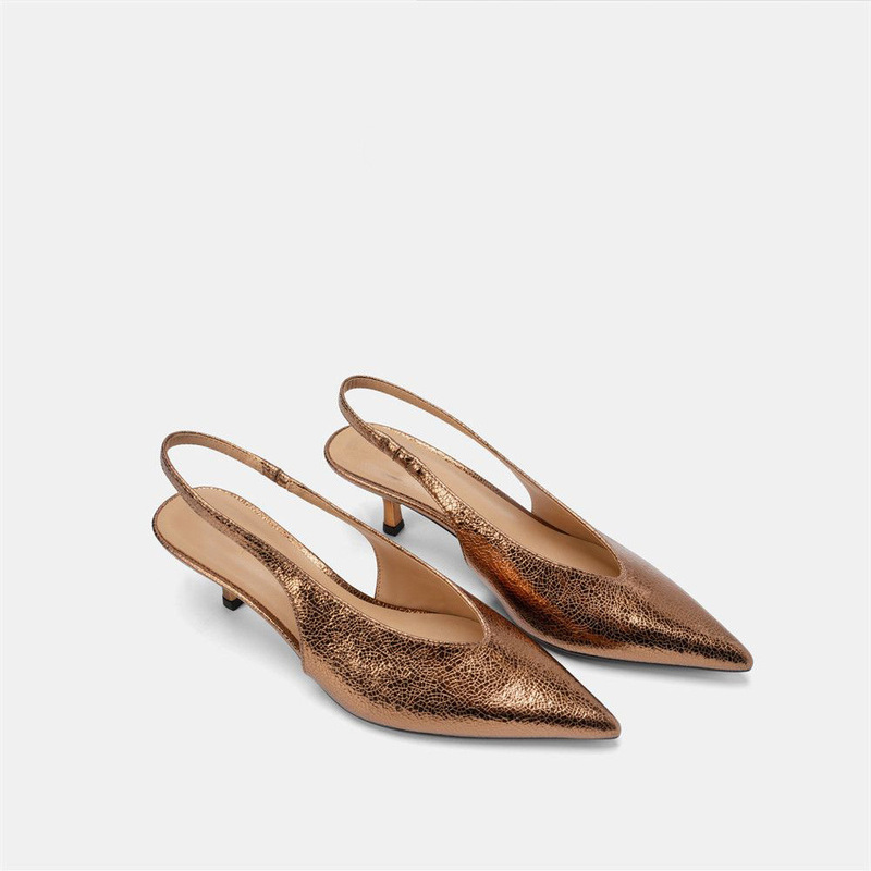 Cihi Cracked Leather Pleated Washed Pointed Toe Shallow Backless Low Heel High Heel Sandals for Foreign Trade and Cross-Border Large Sizes Cihi Cracked Leather Pleated Washed Pointed Toe Shallow Backless Low Heel High Heel Sandals for Foreign Trade and Cross-Border Large Sizes