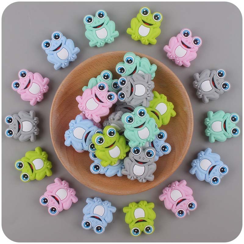 Bebé suministros de dibujos animados animal de silicona rana mordedor creativo DIY bebé molar chupete cadena anti-caída cadena accesorios
