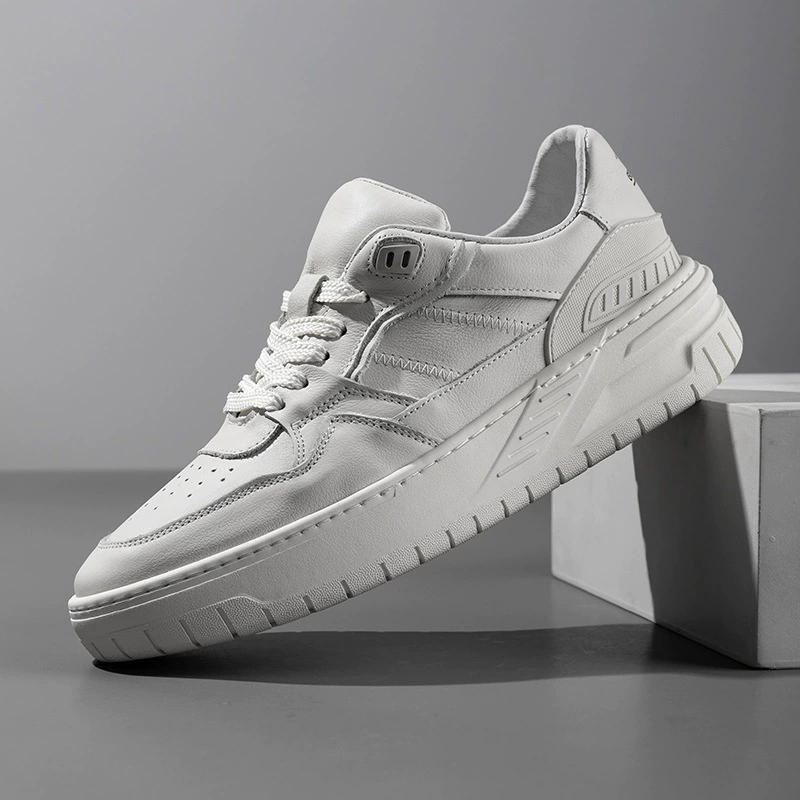 Мужские кроссовки из натуральной кожи, дышащие, белые, оптом напрямую с фабрики, модные спортивные повседневные кроссовки на толстой подошве, осень 2025