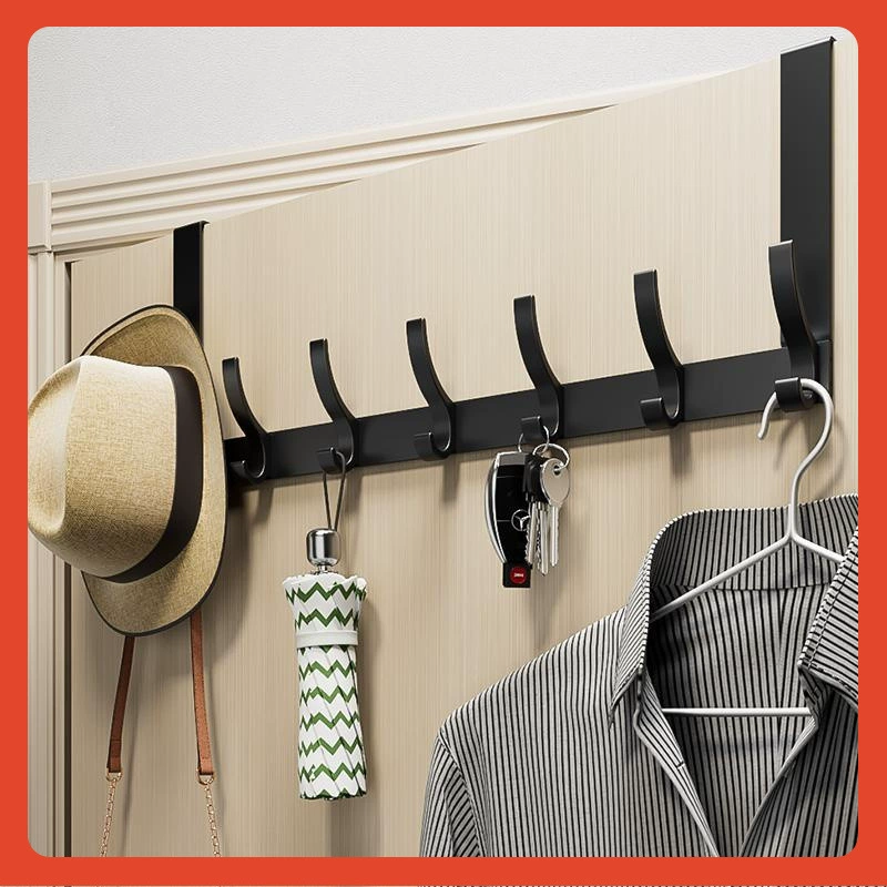 ∈The door hook without hole punching and hanging clothes rack for the entrance door entrance rack wall hanging clothes hook bathroom clothes