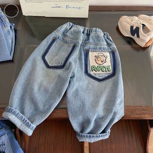 Korean Style New Handsome Boys' Jeans Children's Spring Fashion Long Pants Baby Loose Casual Straight Pants Children's Clothing
