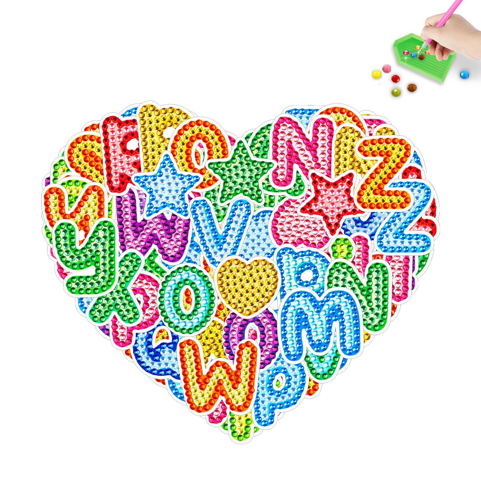 Pegatinas educativas DIY de diamantes con alfabeto inglés de 26 letras para niños, arte transfronterizo, venta al por mayor