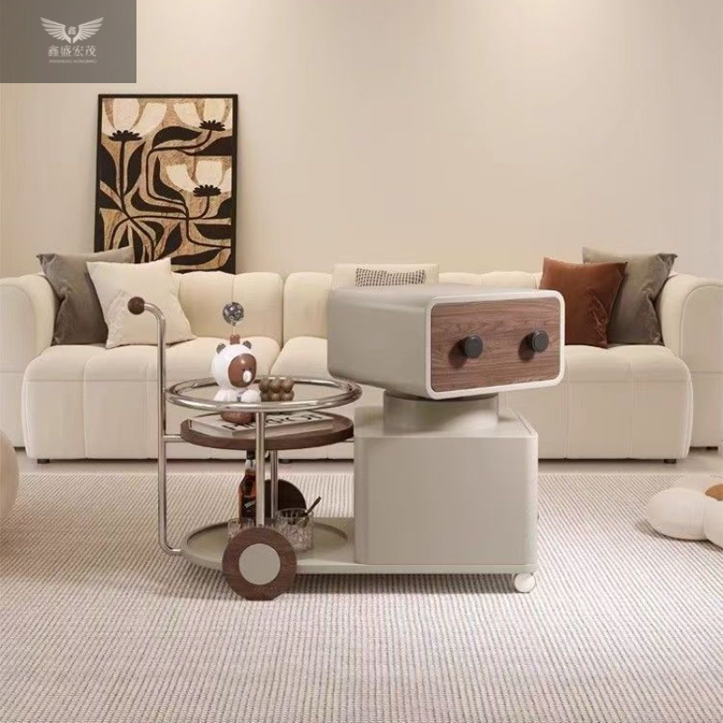 Gabinete lateral creativo multifuncional, sofá, rotativo, móvil, apartamento pequeño, sala de estar simple, mesa de centro, carrito, hogar moderno