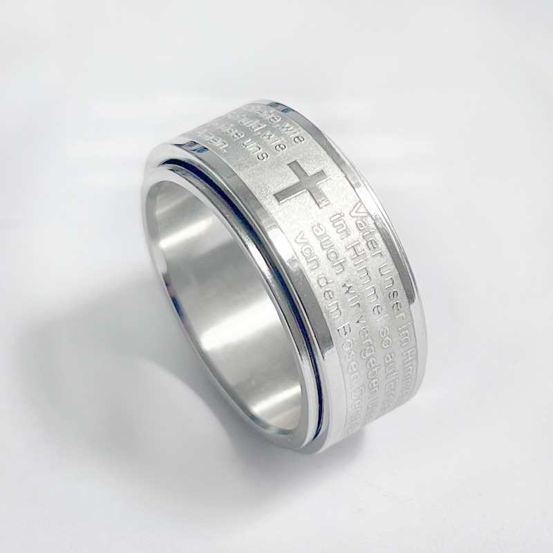 Stainless Steel Simple Style Cross Letter Polishing Rings display picture 3