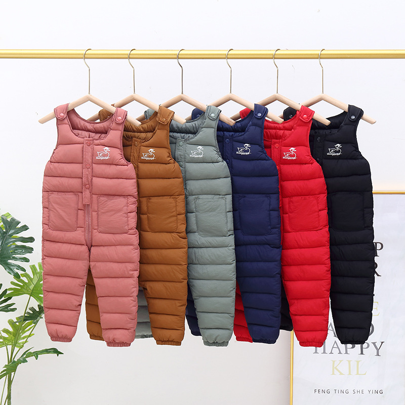 Demi-season children's trousers with down for early age