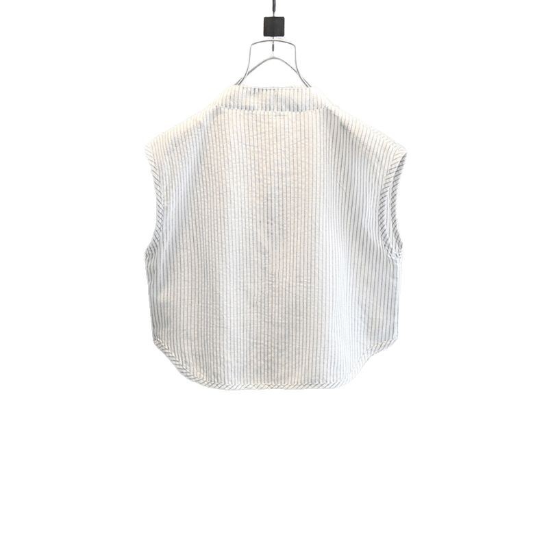 7942 Camiseta de manga corta coreana para niños Verano 2025 Nueva camisa de rayas finas para niños Camisa de chaleco sin mangas