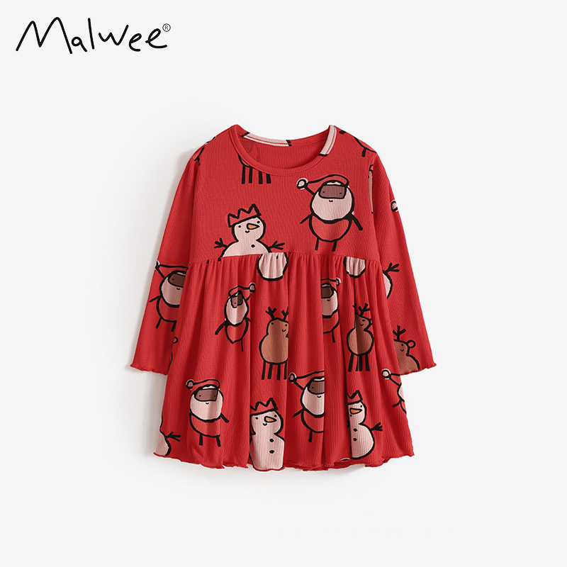 Malwee transfronterizo vestido de princesa de niña otoño y invierno nuevo vestido de niños europeos y estadounidenses lindo vestido de niña de moda
