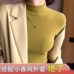 高级轻奢感打底衫春秋简约内搭薄款长袖小众精致女士半高领针织衫