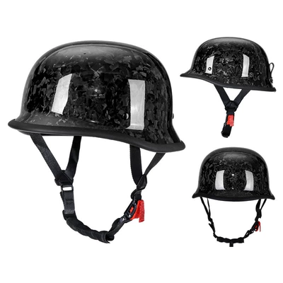 Motorcycle Helmet Carbon Fiber Half Helmet German-Style Soldier Helmet 3C Retro Helmet Scooter Cruising Motorcycle Riding Helmet (Motorcycle Safety Supplies) - forged-carbon-fiber-gloss-black-mhead-circumference-56-57cm