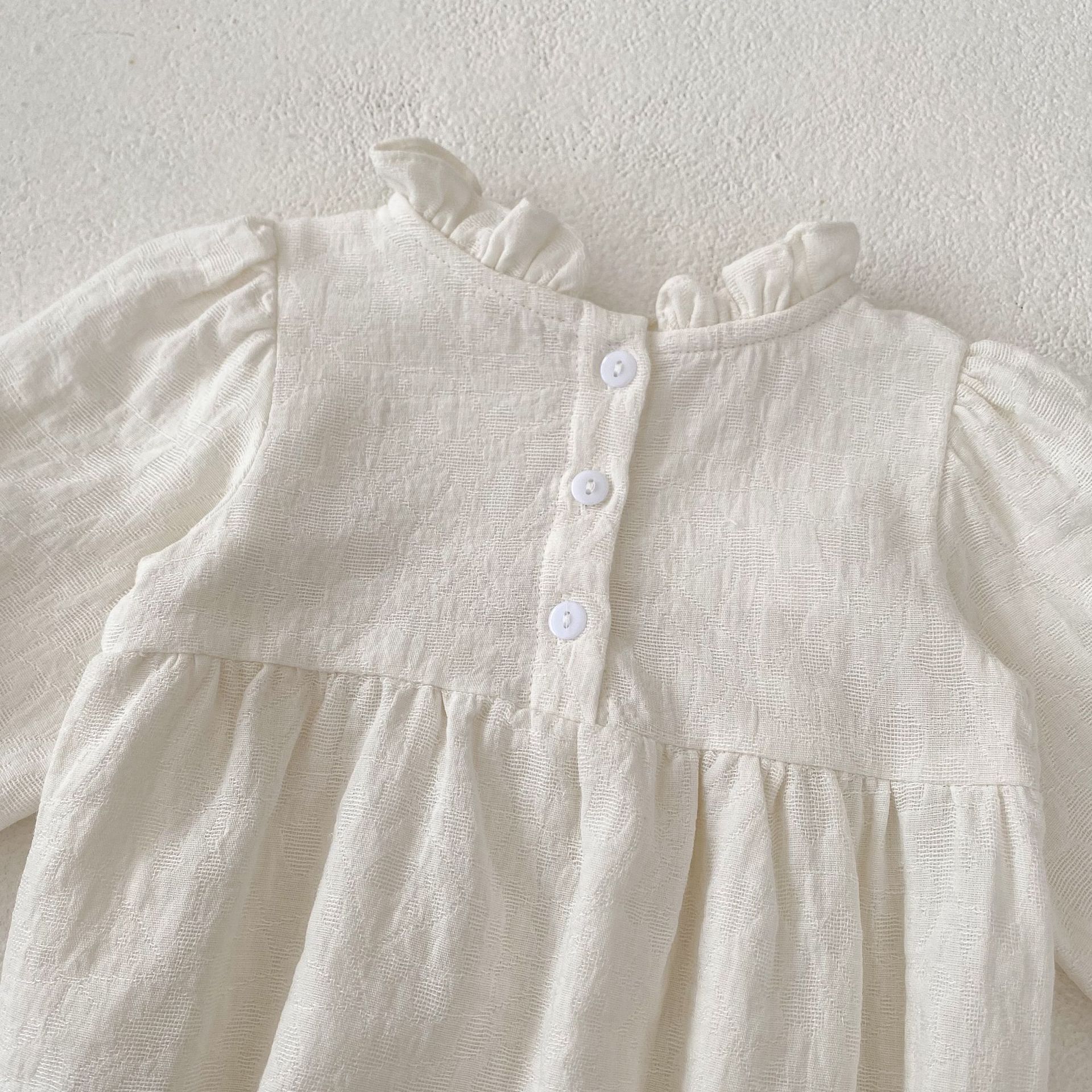 Ins2024 Autumn All Cotton New Girl Baby Long Sleeve Ha Yi Black Ear Collar Triangle Bag fart Crawler Clothes_voghion.com