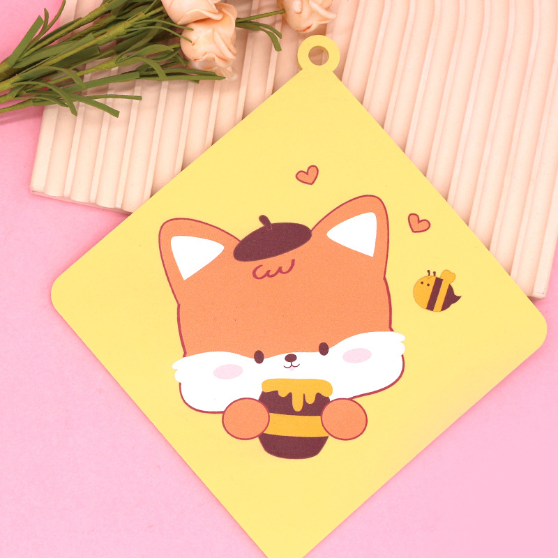 Gran jarra cuadrada de miel y posavasos de zorro