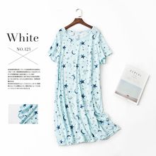 跨境夏款睡裙女大码可爱卡通棉质家居服针织甜美大码短袖圆领睡衣
