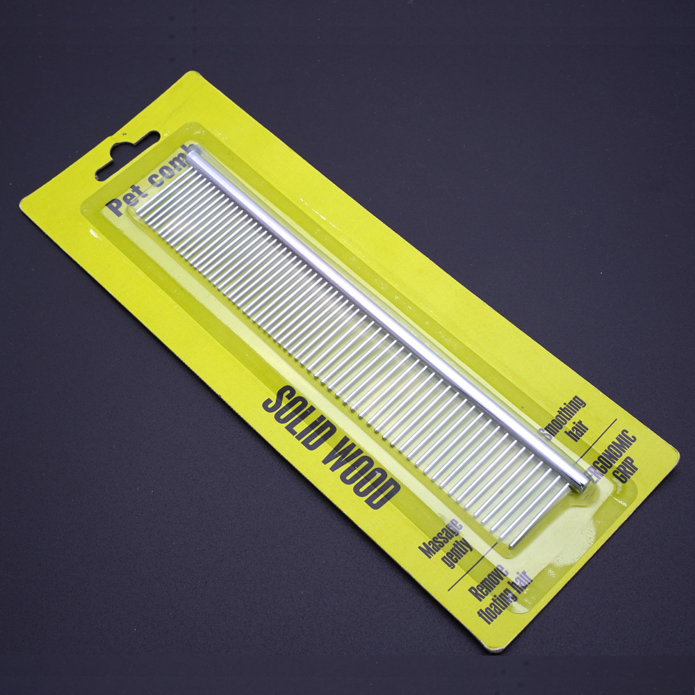 Venta directa de fábrica peine de fila para mascotas peine para perros peine de fila recta peine de aguja de acero inoxidable para mascotas peine de fila de pelo limpio para gatos