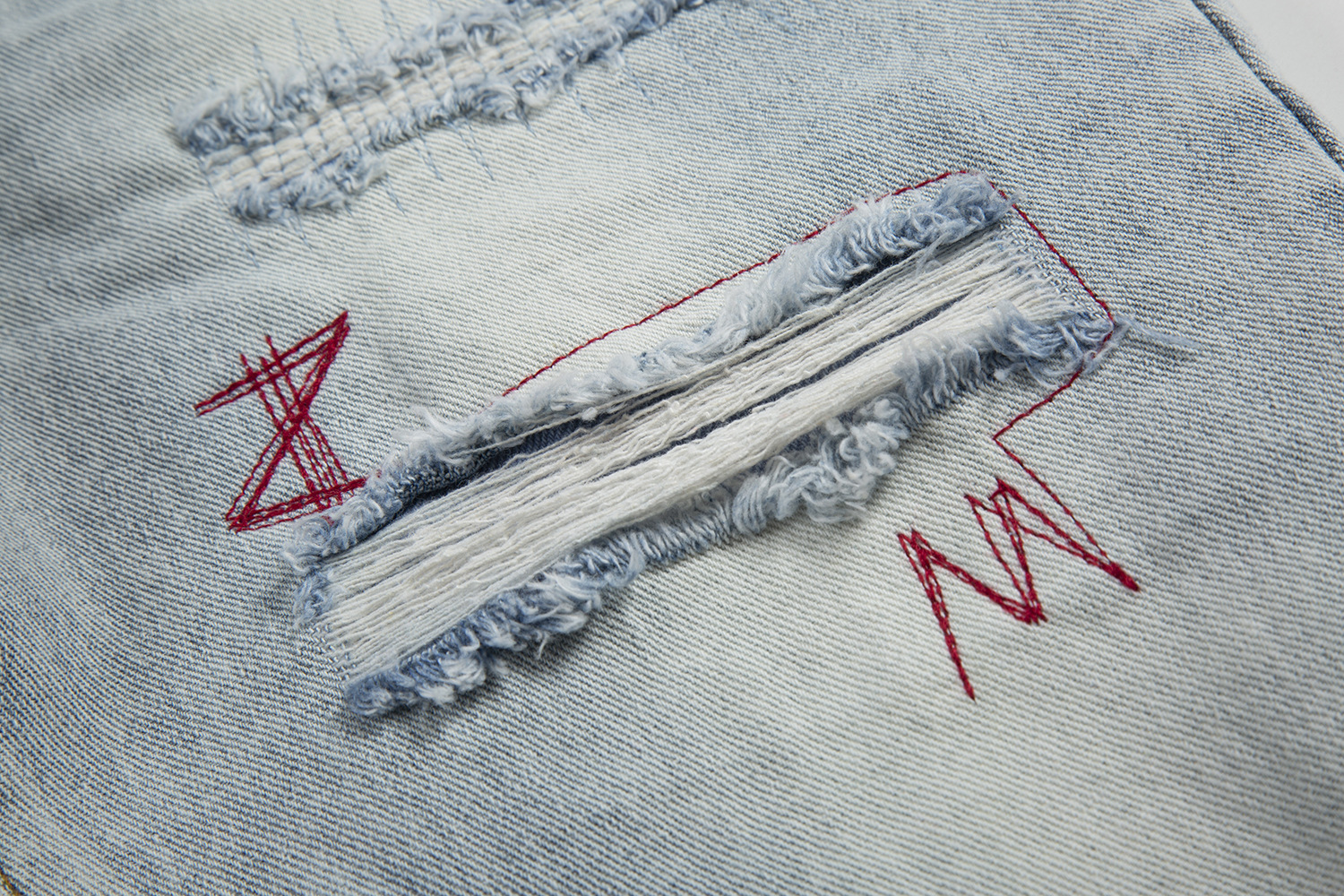 Men's Clothing high street loose Parisian style RO style distressed straight leg ripped cat whisker jeans overalls_voghion.com
