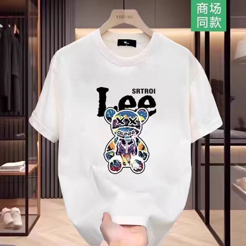 2024 New European Hot-Selling Half-Sleeved Casual High-End Men's Short-Sleeved T-Shirt Summer Bear Print American Versatile 2024 New European Hot-Selling Half-Sleeved Casual High-End Men's Short-Sleeved T-Shirt Summer Bear Print American Versatile