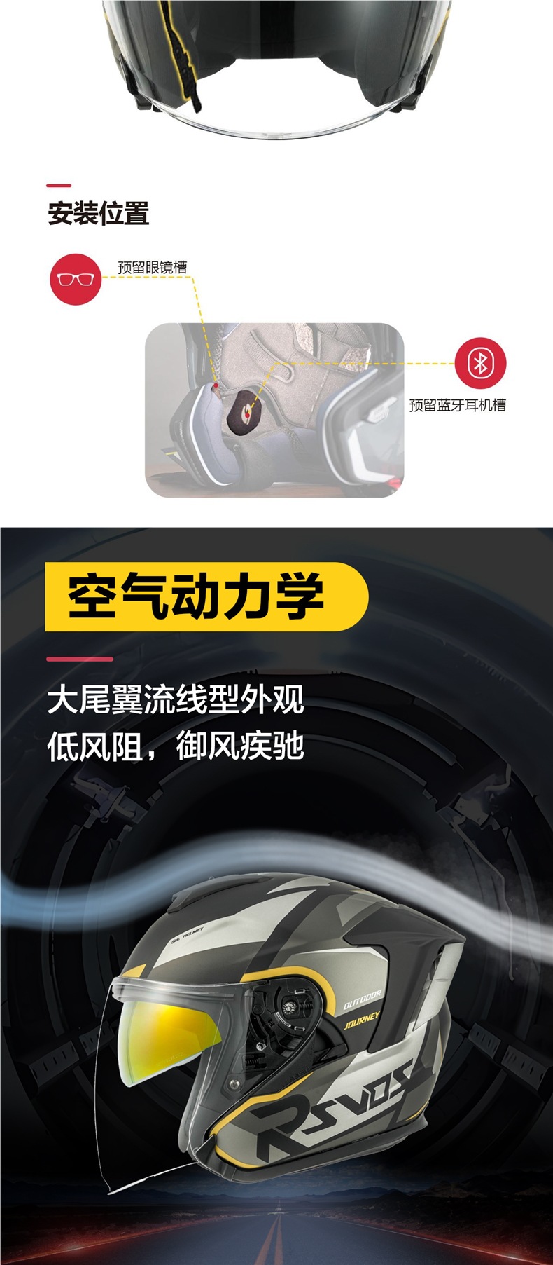 Rsv Helmet Motorcycle All Year Round Three-Quarter Helmet Half Helmet Men's Retro Women's 3-Quarter Helmet Windproof Summer