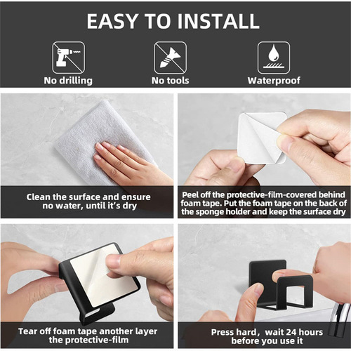 Sponge holder stainless steel kitchen drill-free sink wire brush rag sponge drain rack storage organizer rack cross-border