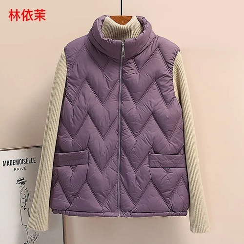 Down-filled cotton vest for women, autumn and winter warm cotton clothing top