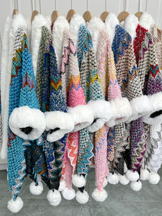 New ethnic style shawl Dali tourist women's cloak spring and autumn fur collar scarf knitted exterior matching decorative strap sleeve cloak