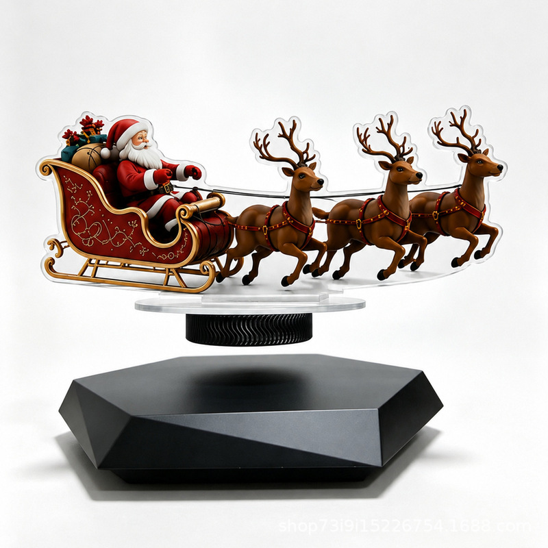 Cross-border Magnetic Levitation Santa Claus Automatic Rotating Acrylic Craft Creative Gift Desktop Decoration Available for Wholesale
