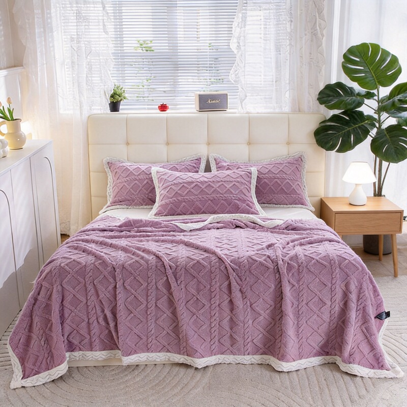 Customized flannel blanket, solid color taffeta blanket, jacquard double-layer thickened blanket, lamb wool flannel throw blanket Customized flannel blanket, solid color taffeta blanket, jacquard double-layer thickened blanket, lamb wool flannel throw blanket