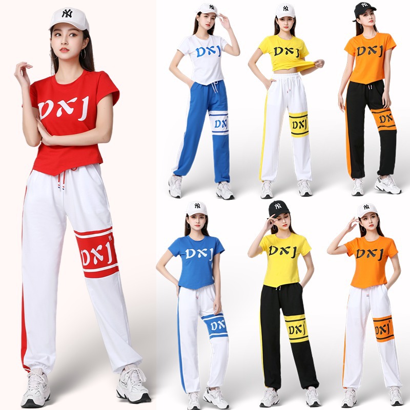 2023夏季中老年短袖廣場舞服裝新款夏季鬼步舞運動服團隊演出服裝