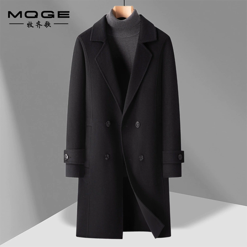 Осеннее и зимнее новое мужское двухстороннее шерстяное пальто двубортное пальто