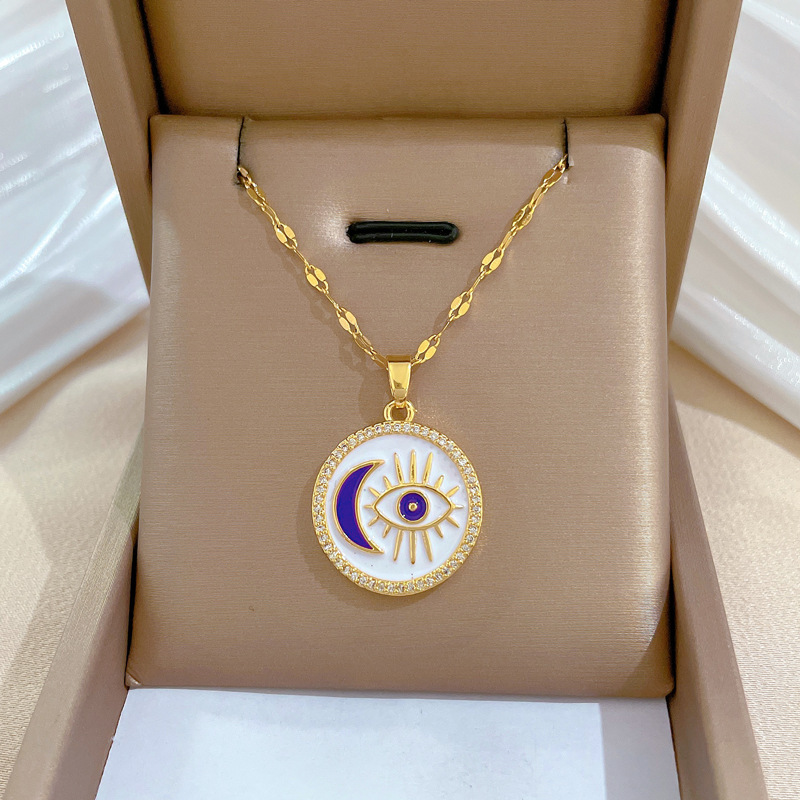 1 Piece Fashion Eye Stainless Steel Copper Plating Zircon Pendant Necklace_colorza_2