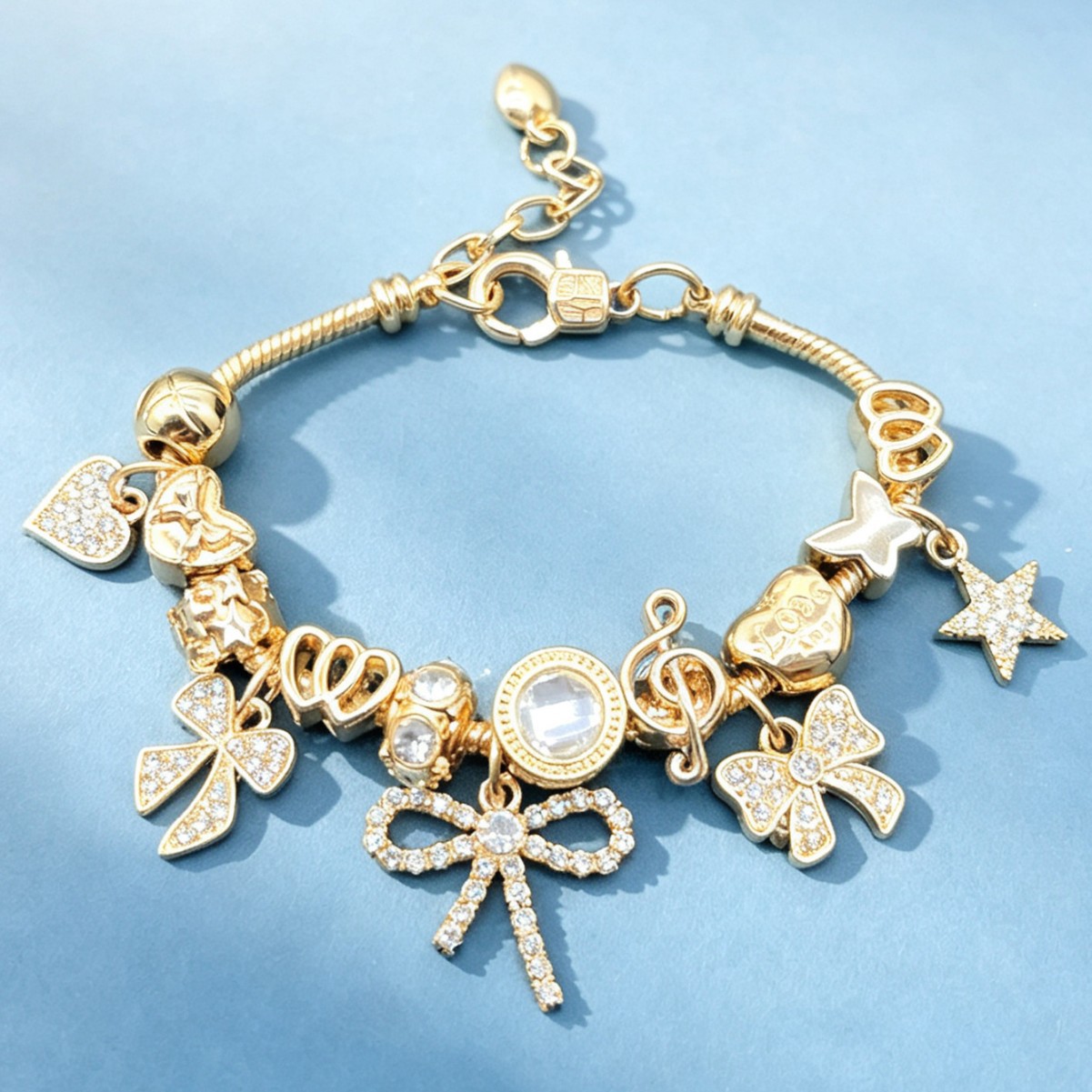 Panjia brazalete arco de diamante brazalete DIY amor pentagonal nota desmontable joyería de moda industrial pesada image 1