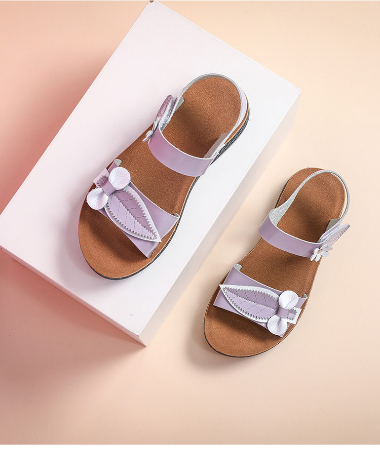 Dép sandal trẻ em đế mềm chống trơn trượt, quai ngang khóa cài, họa tiết hoa nhí — Màu tím, Xanh nhạt, màu vàng kim chi tiết 18