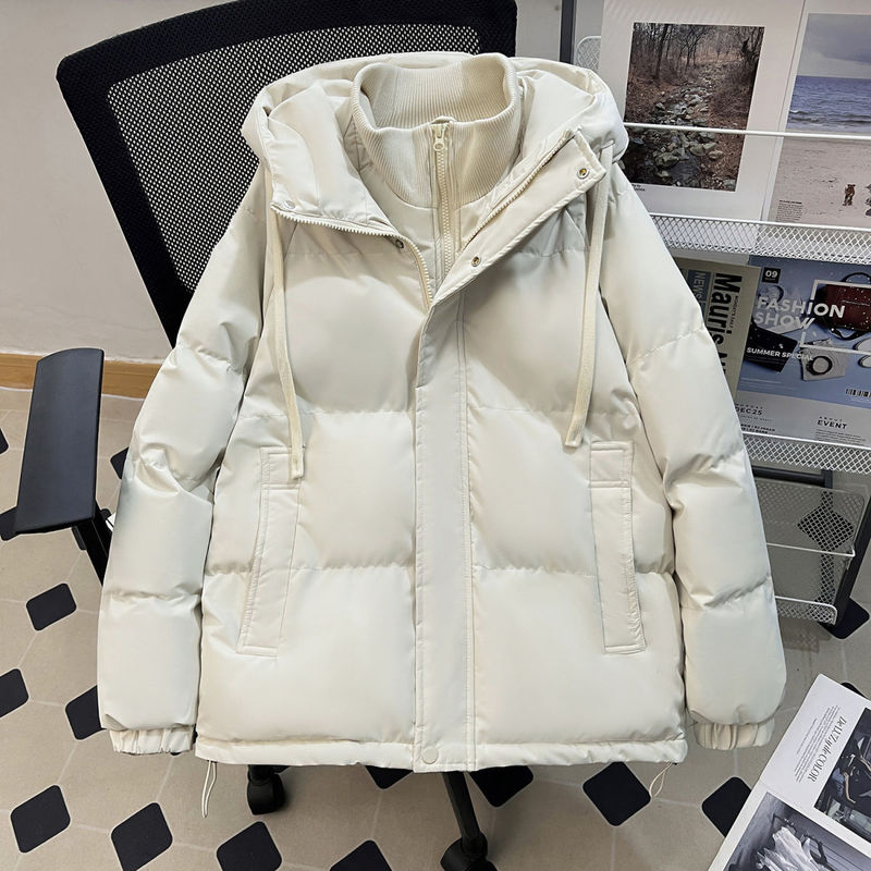 假两件羽绒棉服女外套冬季新款加厚保暖棉袄学生连帽棉衣面包服女|undefined