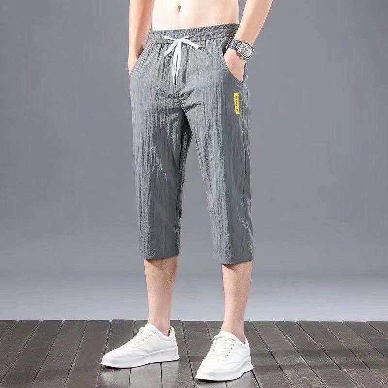 Ice Silk Pants Quick-Drying Men's Casual Sports Pants Ultra-Thin Summer Versatile Fashion Pants Youth Popular Cropped Pants Trendy Brand