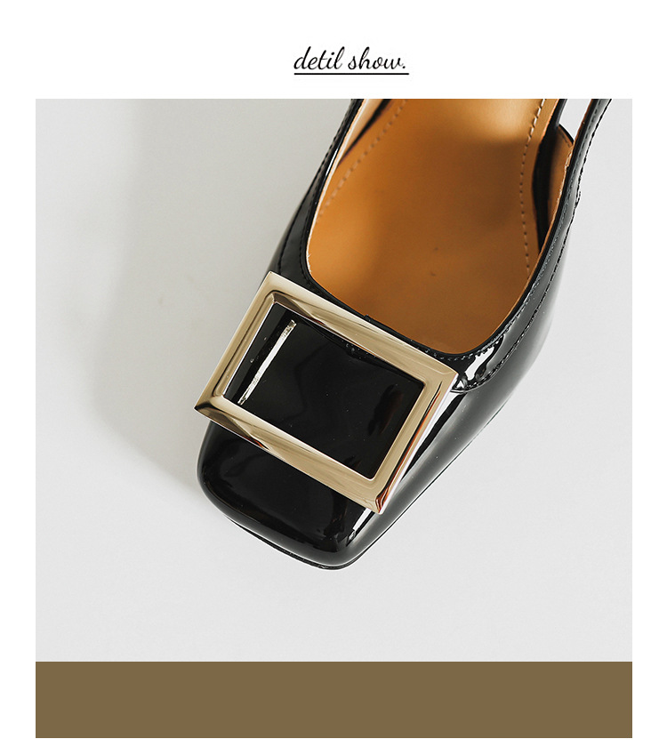 Sandal nữ cao gót mũi vuông quai ngang hở gót — đen chi tiết 4
