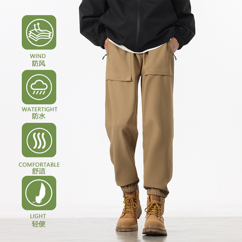 Men's and Women's Outdoor Hiking Windproof Spring and Autumn Softshell Pants Waterproof Jogger Casual Sports Cargo Pants