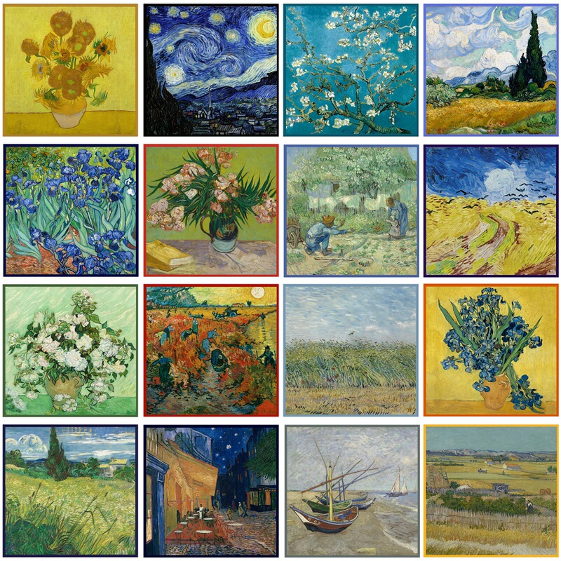 Gift for Mom Oil Painting Series Silk Small Square Scarf Silk Scarf for Women 2024 New Summer Thin Neck Scarf