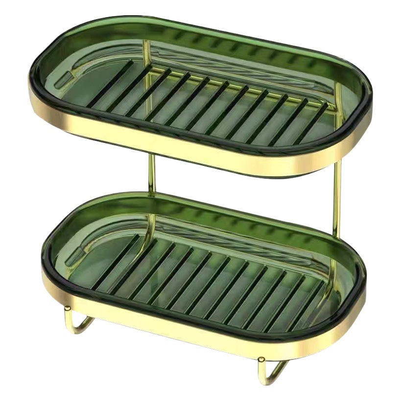 Nuevo estante de almacenamiento de doble capa para jabón de baño, para cajas de jabón y jabón de lavar, se monta en la pared sin taladrar.