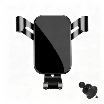 High-End Business Event Gift for – Car phone holder - elegant-black-air-outlet-spiral-hook-base-square-metal-arm