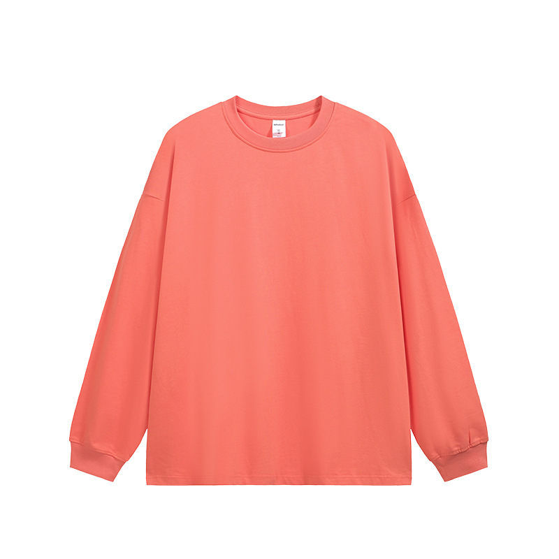 JIEZHAN | 305Gfog カラー長袖 Tシャツ 25 秋アメリカンソリッドカラーコットンルーズカップルボトリングシャツ